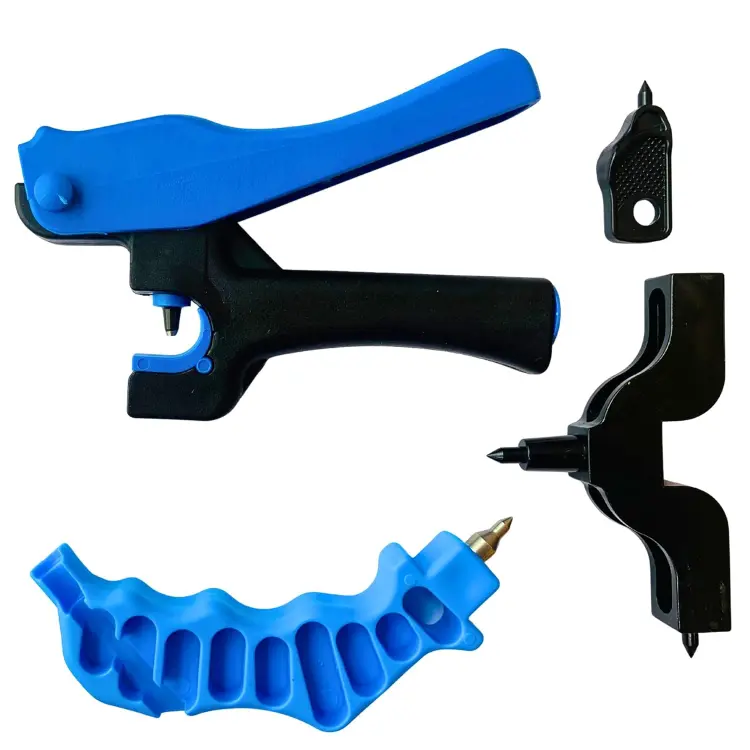 Perforador Riego por Goteo 4 en 1 — Sacabocados para Manguera 16/20 mm y Punzón Manual 3–4 mm con Herramienta de Inserción de Conectores